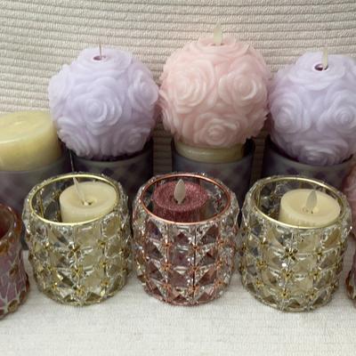 Pink & Purple! Flameless Candles and Holders 