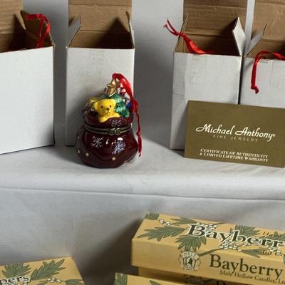 Michael Anthony Fine Jewelry Christmas Ball Hinged Trinket Ornaments - Set of 6 