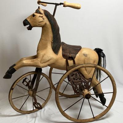 Reproduction of Vintage-Style Horse Tricycle 