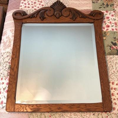 Beveled Mirror in Wood Frame