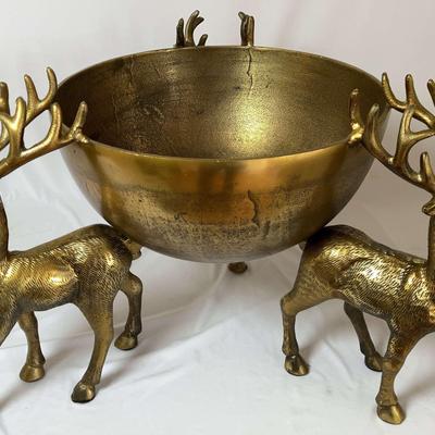 Large Brass Deer Bowl - Made in India