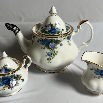 Royal Albert, Moonlight Rose Teapot, Sugar and Creamer