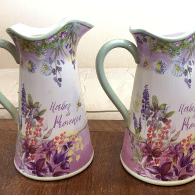2 Certified International Herbes de Provence Ceramic 96 oz Pitcher