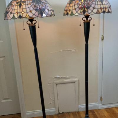 2 Floor Lamps - 2 Light - Tiffany Like Style 