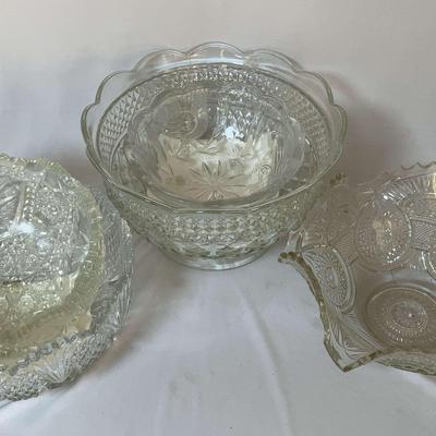 5 Glass Cut Bowls - Patterns, etching and more