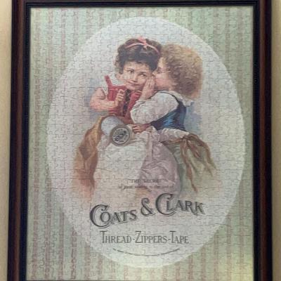 "Coats & Clark" Framed Vintage Advertisement Puzzle 
