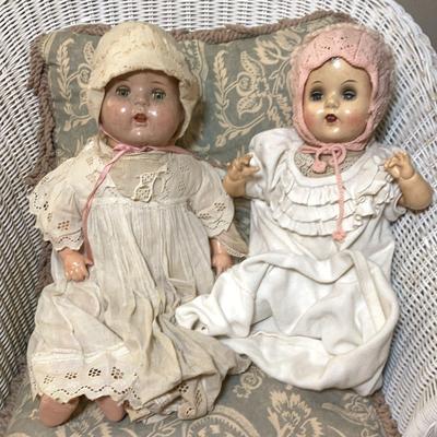 2 Antique Composite Girl Dolls
