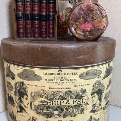 Vintage Look - Hat Box, Tissue Box & Potpourri Glass Jar