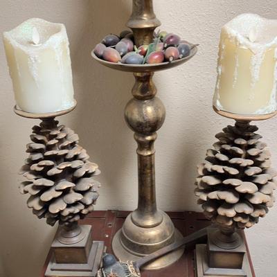 Large Brass Candle Holders