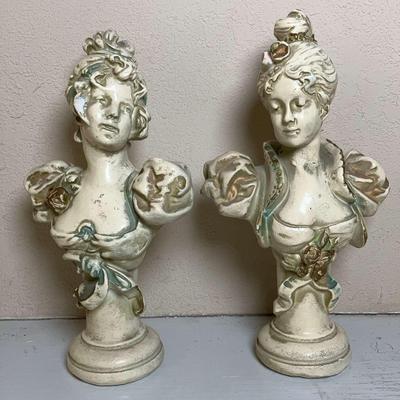 Art Nouveau like Female Plaster Bust Sculptures