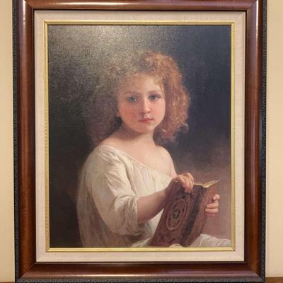 "The Story Book" by William Adolphe Bouguereau (1877) Framed Print 