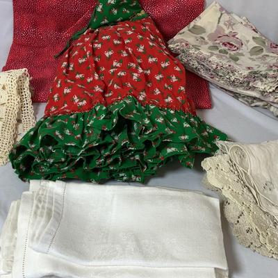 Table linens & Christmas Apron