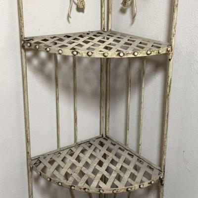 3 Tier Metal Lattice Corner Shelf - just under 4.5 ft tall! 