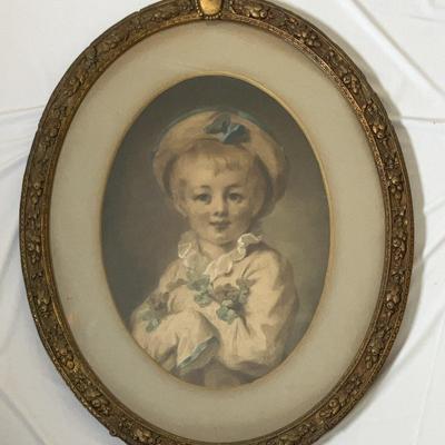 Jean Hororé Fragonard "A Boy as Pierrot" in Oval Frame