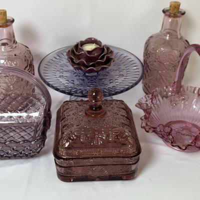 Lavender/Purple Colored Glass Dishes - Bottles, Baskets & More