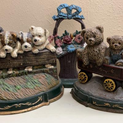 Cast Iron Door Stoppers - Bears, Puppies & Flowers