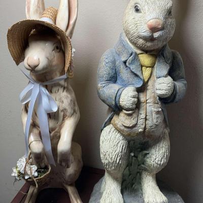 A Pair of Vintage Rabbit Figurines - Approx. 2 Feet Tall!