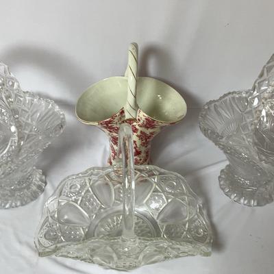 Baum Brothers Ceramic Basket & Cut Glass Baskets
