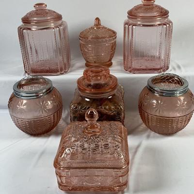Rose Color Glass Canisters and More 