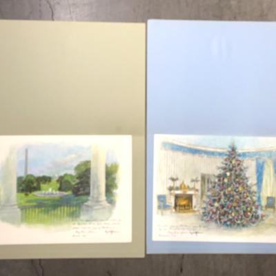 1967 Signed Christmas Cards (Oversized) from Lyndon B Johnson and Lady Bird Johnson, 2 Pcs