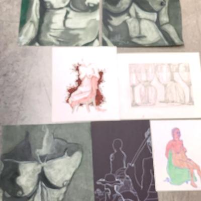 Original Art by Molly Harrison, 7 Pcs - Pastel, Sketches, Mixed  Media 