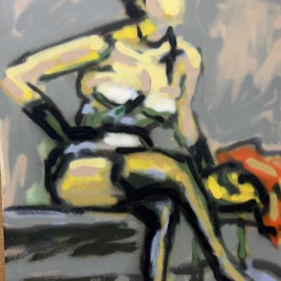 “Burlesque Lady”, Evelyn Borchard Metzger - Original Oil Painting On Board