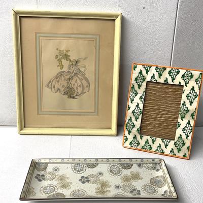M Eggemeyer Handcolored Original Sketch (Vintage), Tile Photo Frame, Ceramic Trinket Bowl