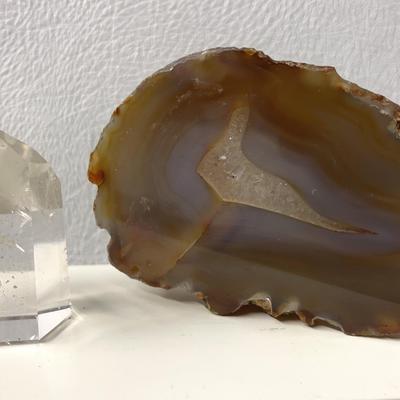 Natural Crystal Quartz Point 2-inch and Agate Geode (4)