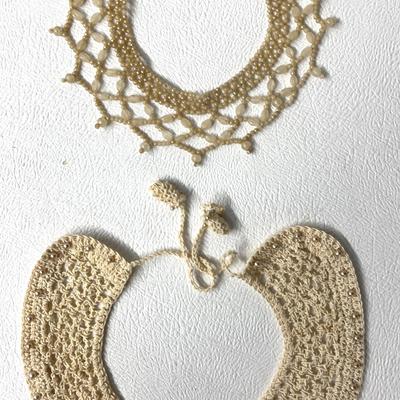 “Top Hit” Baar and Beard Inc Beaded Faux Collar Necklace & Vintage Faux Pearl Lace Collar