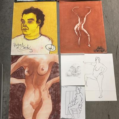Original Art by Molly Harrison, 10 Pcs - Oil, Portrait, Sketches, Mixed Media 