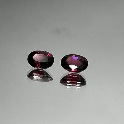Almandine Garnet Pair - Ovals- Purplish tinge - 1.9ct 1.55ct 