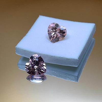 Pink YAG - 2 Heart-shaped Synthetic Garnet 10x10mm 5.30ct, 5.50ct