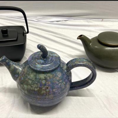Asian Ceramic Teapots - Green Blue Black Tones