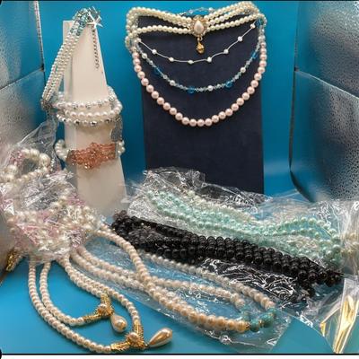 Faux Pearl Necklaces, Bracelets & Glass Beads Costume Jewelry