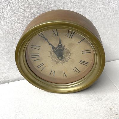 I. Magnin Brass & Leather Roman Numeral Quartz Clock - Retro, Italian Made