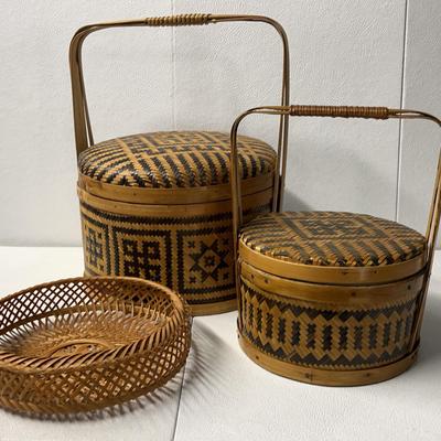 Chinese Wedding Bethrotal Bamboo Baskets, 2 Pcs 