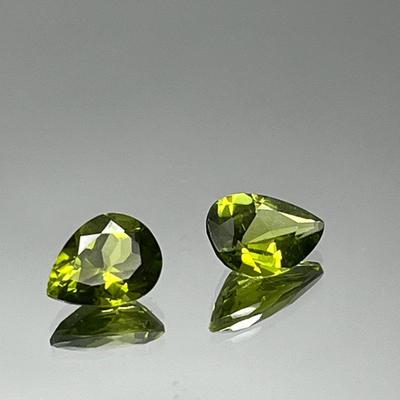 Chinese Peridot - Pair - 1.60ct, 1.75ct, 10x7mm Pear Shaped 
