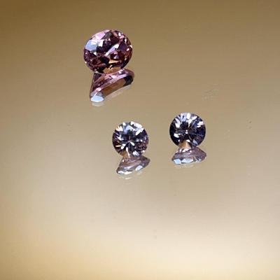 Pink YAG Suite - Oval 5.0ct - Rose Wine Pink Color, Pair of Pink Round 2.6ct TCW, 3 Units