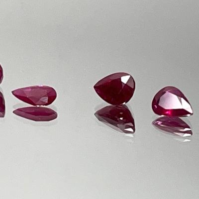 Burma Rubies - 2 Pairs - .55ct, .75ct, 1.15ct, 1.75ct, Pear Shape