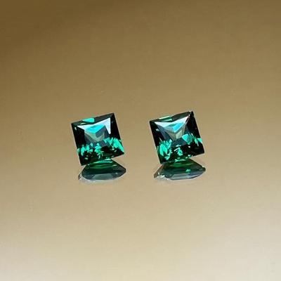 Green YAG Princess Cut -Yttrium Synthetic Garnet 2.65ct 2.7ct, 2 Gemstones - Vivid Green