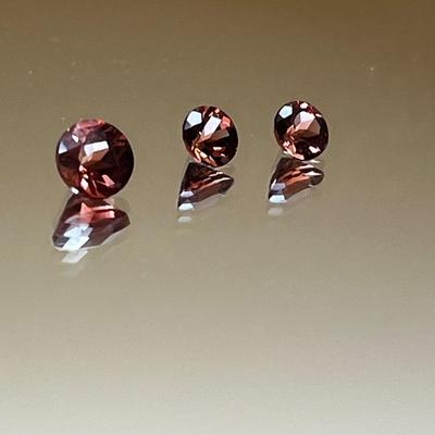 Orange Labradorite Suite of 3 Gemstones- Rounds - .46ct 5mm, Two .25ct 4mm each -Copper Orange color