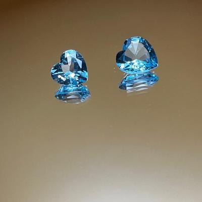 3.60 & 2.85ct Heart Aquamarines- Gorgeous blue green heart- Brilliant Cut 