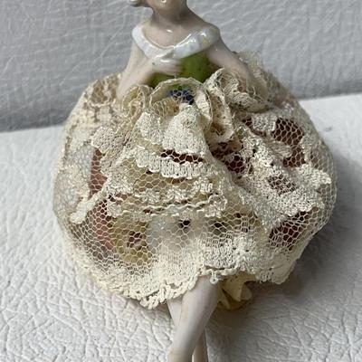 Antique Porcelain Doll Pin Cushion 