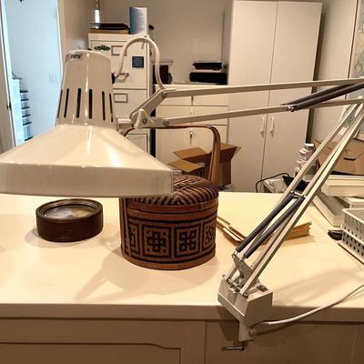 Drafting Table Swing Arm Lamp - White and Screw-on  