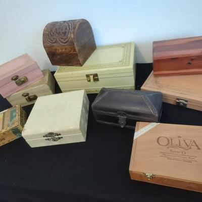 Vintage Jewelry, Wood & Cigar Boxes Lot Of 10