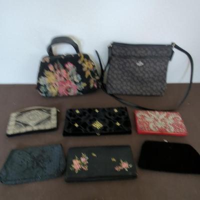 Coach Canvas Signature Bag & Collection Of Vintage Clutches