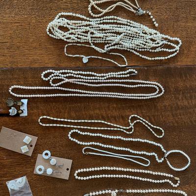 Costume Pearl Necklaces And Earrings