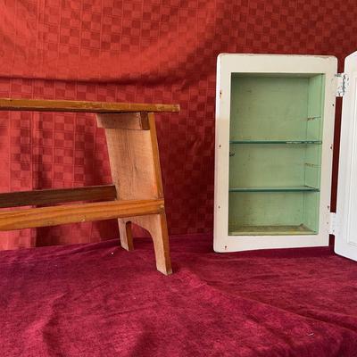 Bench And Vintage Medicine Cabinet