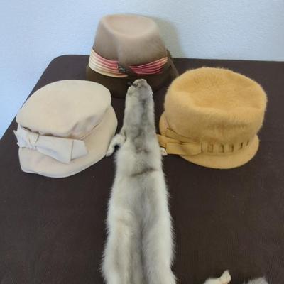 Collection Of Women's Wool Hats, Gloves & Tanned Weasel Lot Of 4