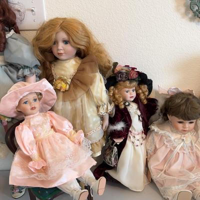 Monique Porcelain Doll And Other Porcelain Doll Friends 